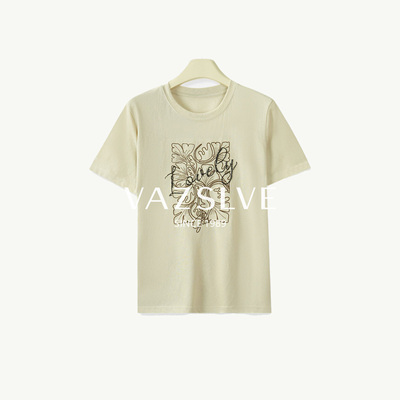 【VAZSLVE/全新奢品】刺绣印花百搭显瘦短袖T恤女夏季新