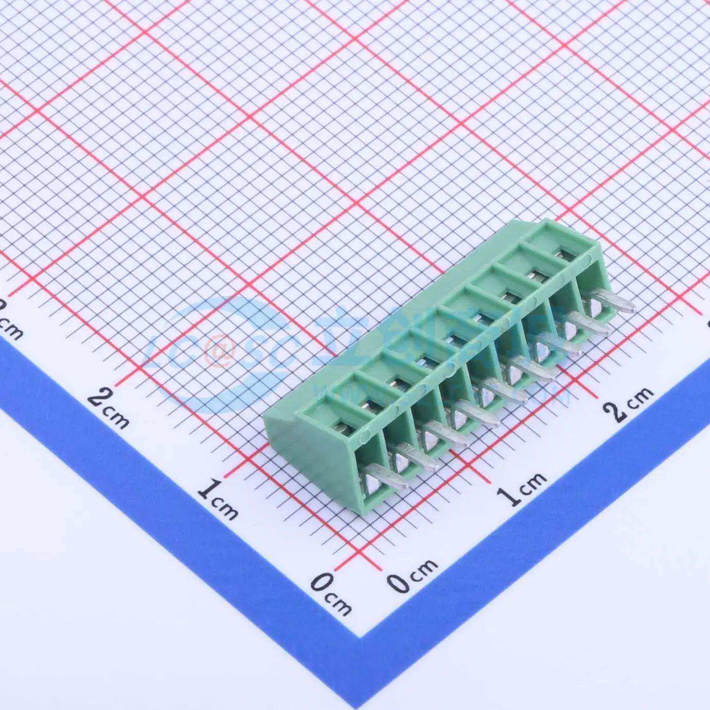 螺钉式接线端子DB125-2.54-9P-GN-S 插件,P=2.54mm 1x9P 直插 绿