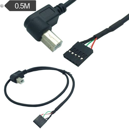 打印机USB BM 公头弯头连接线延长线转5P杜邦2.54连接器接地0.5M