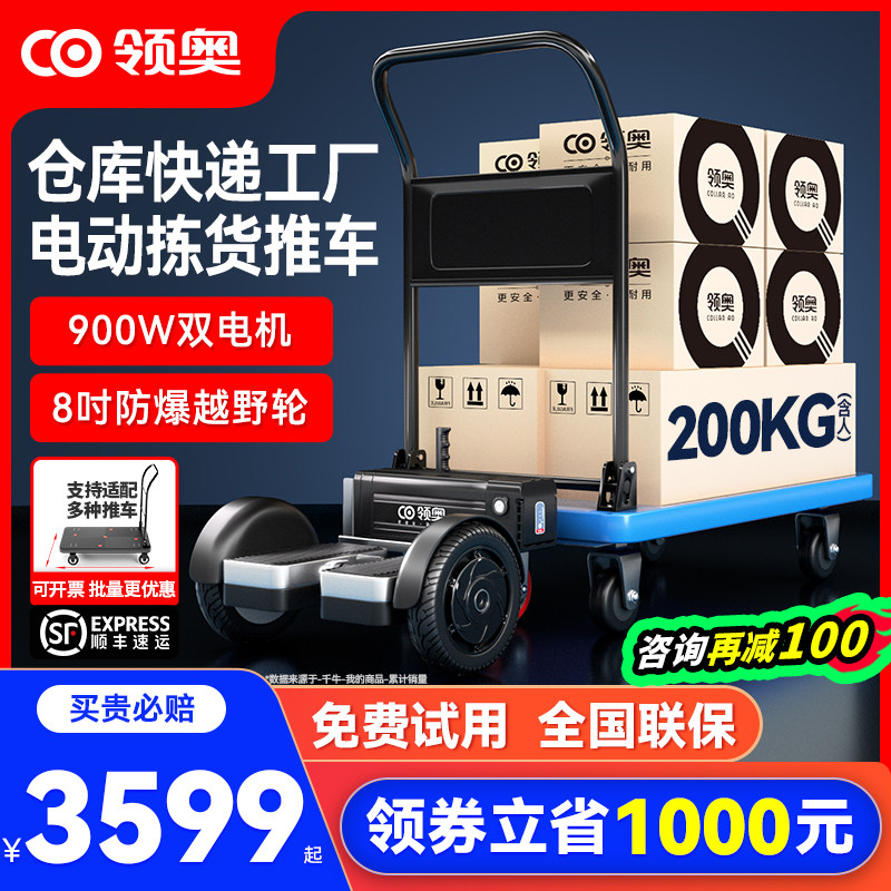 领奥电动小型手推车仓库快递代步平衡车载货搬运神器工具车平板车