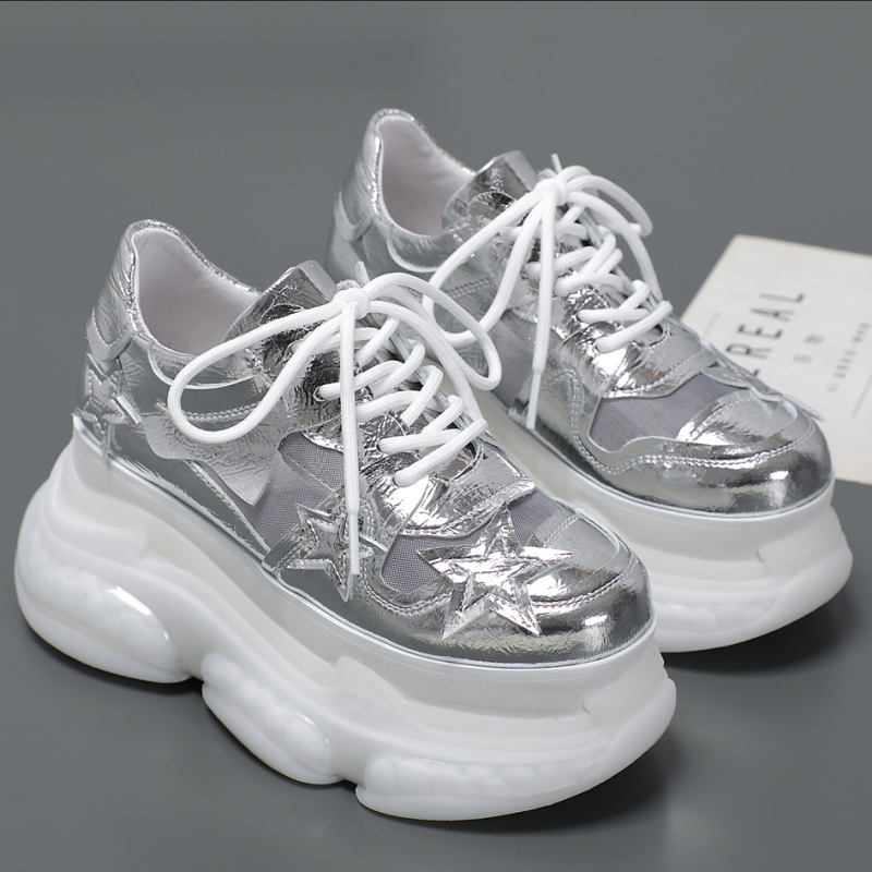 欧洲站2025春夏新款港风厚底时尚运动老爹鞋女舒适透气网面休闲鞋