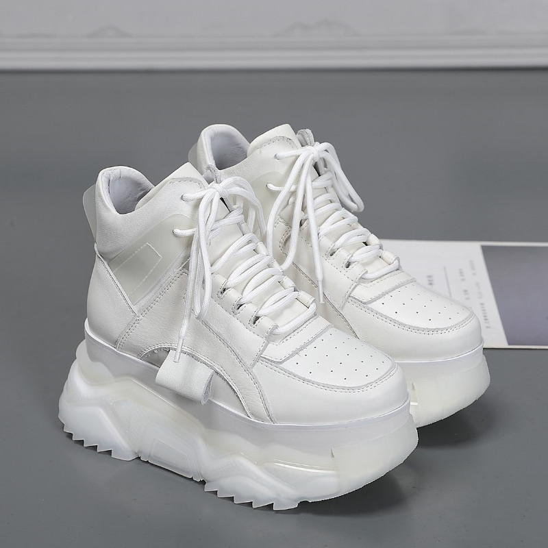 欧洲站秋季系带圆头摇摇底真皮鞋