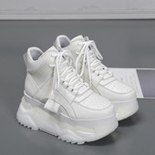 欧货系带圆头果冻摇摇底运动高帮真皮鞋 新款 女 2026春季 欧洲站女鞋