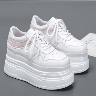 厚底松糕老爹鞋女2026年春季新款增高10cm真皮单鞋轻便秀气小白鞋