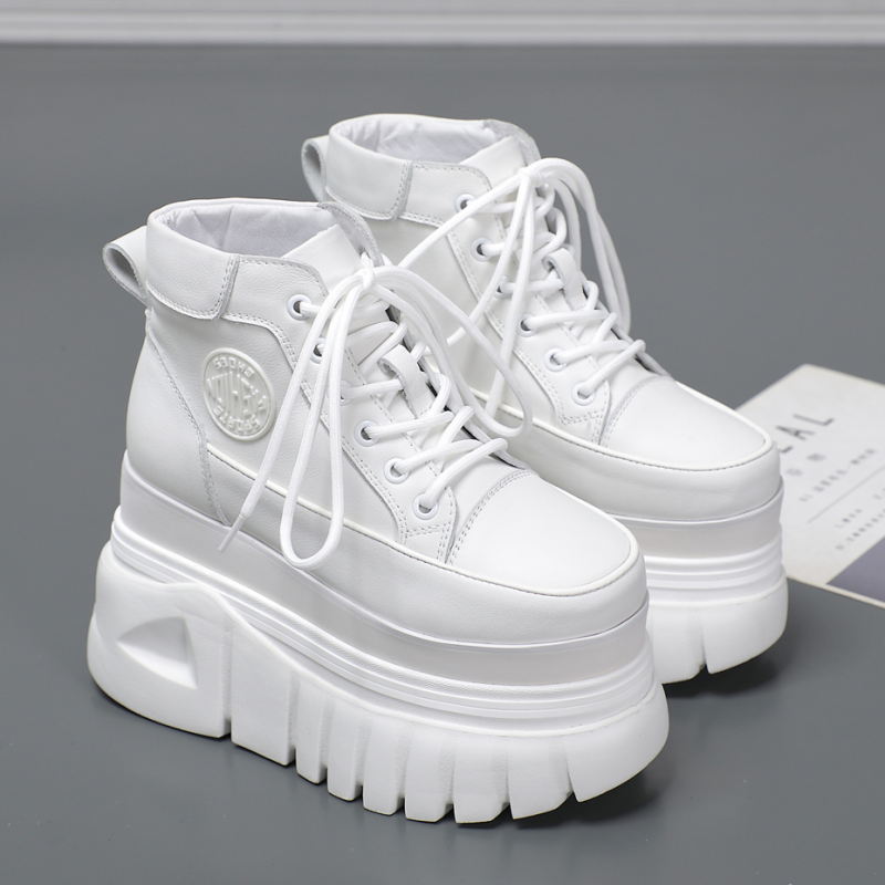 厚底增高11cm白色鞋高帮小白鞋
