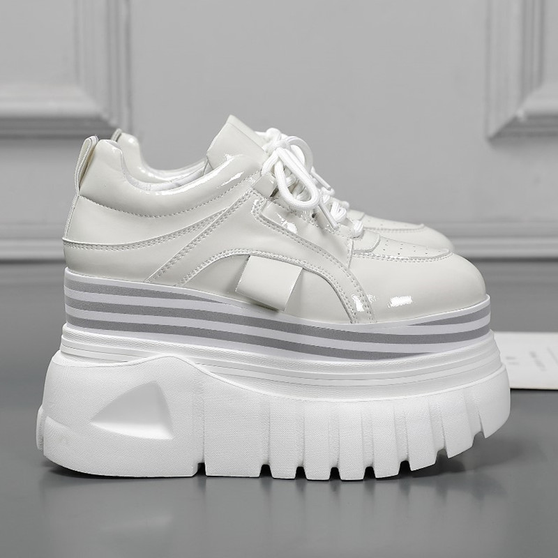 漆皮单鞋坡跟增高11厘米女鞋