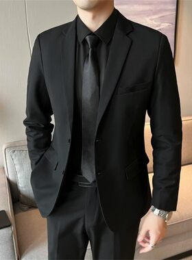 休闲春秋修身百搭纯色西服