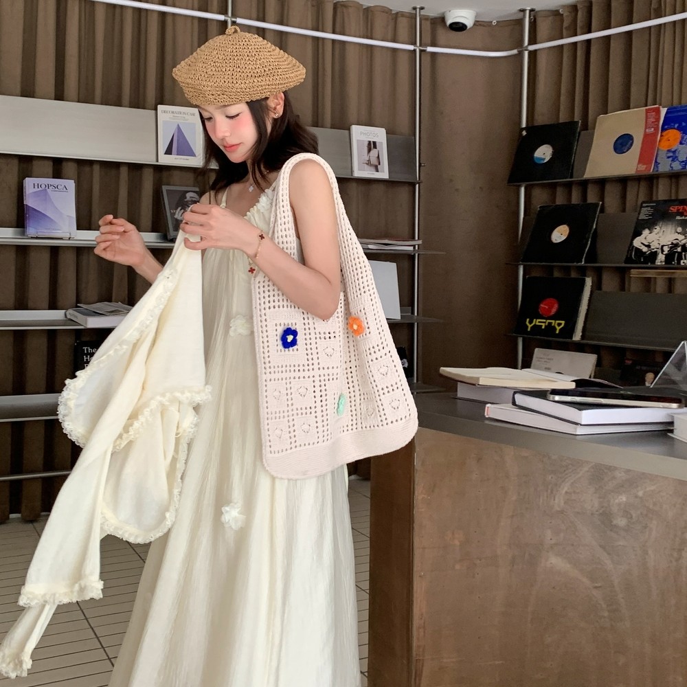 现货2025新款夏季立体花朵吊带裙加防晒外套8625p145K208,女装连衣裙,杭阁服饰