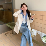 现货2023秋季新款假两件西装外套1001-P125K178，女装西装，杭阁服饰