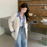 假两件衬衫拼接西装外套女2023年秋季新款设计感小众休闲西服上衣，女装西装，杭阁服饰