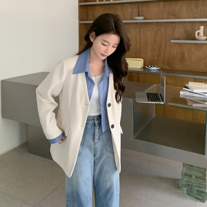 假两件衬衫拼接西装外套女2023年秋季新款设计感小众休闲西服上衣图片