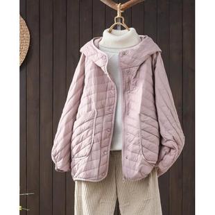 90白鸭绒保暖轻薄款 冬季 中长款 宽松连帽羽绒服女文艺开衫 外套 新款