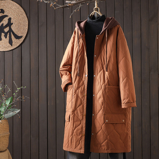 冬季 口撞色设计感轻薄棉衣夹棉外套菱格保暖棉服 宽松连帽棉袄女袖