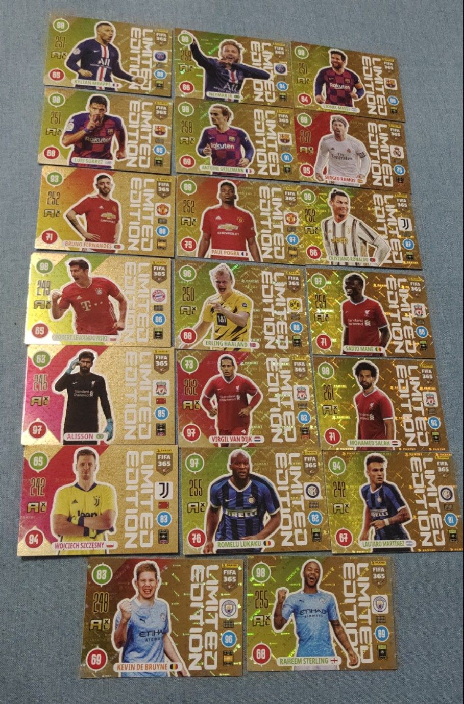 足球球星卡 帕尼尼2020-21 fifa 365系列 limited限量特卡梅西c罗