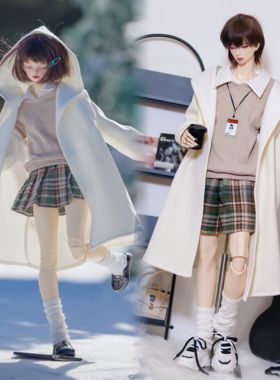bjd3分4分70叔75叔轻学院风[少时来信]大衣衬衫短裙/裤堆堆袜娃衣