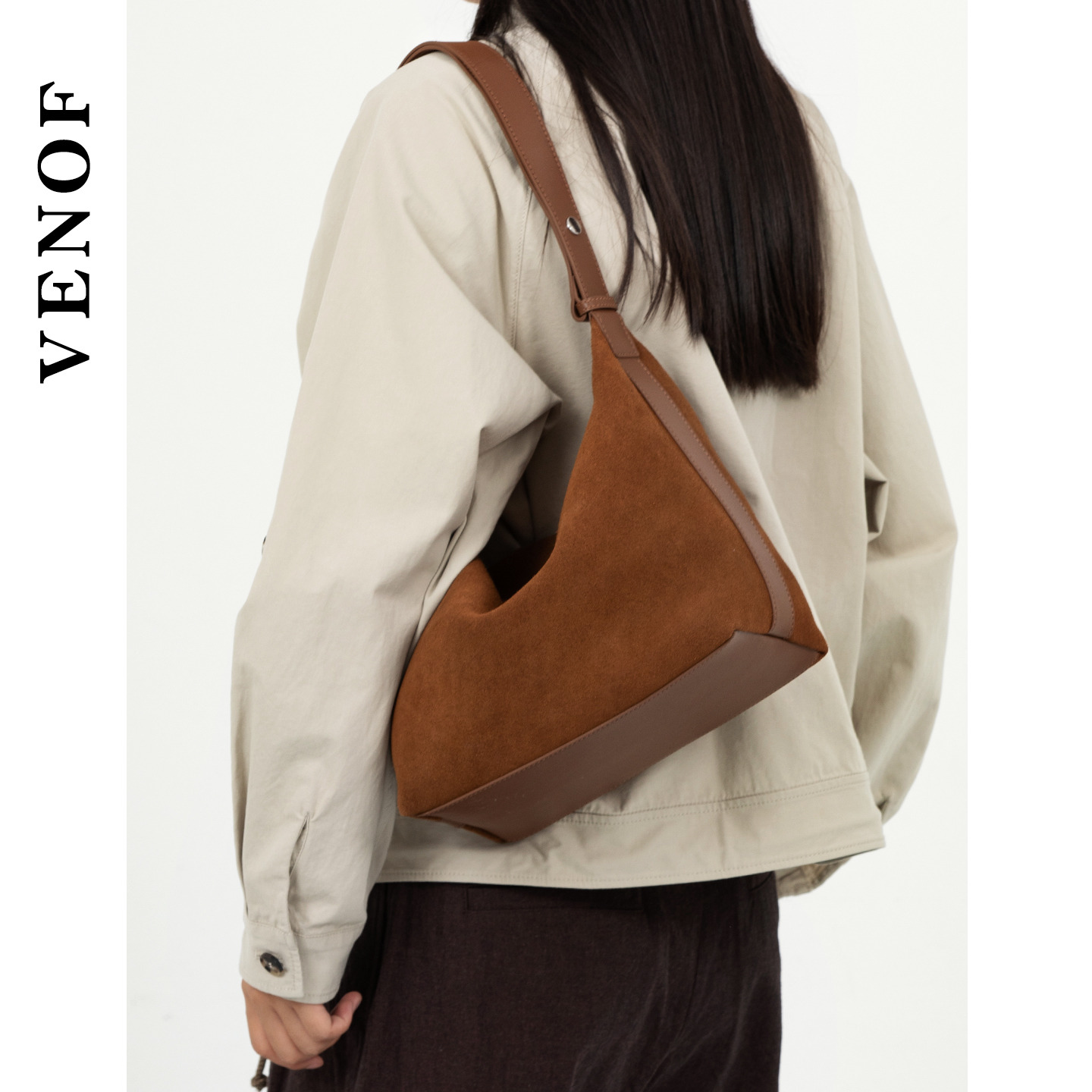 维洛芬磨砂牛皮腋下包