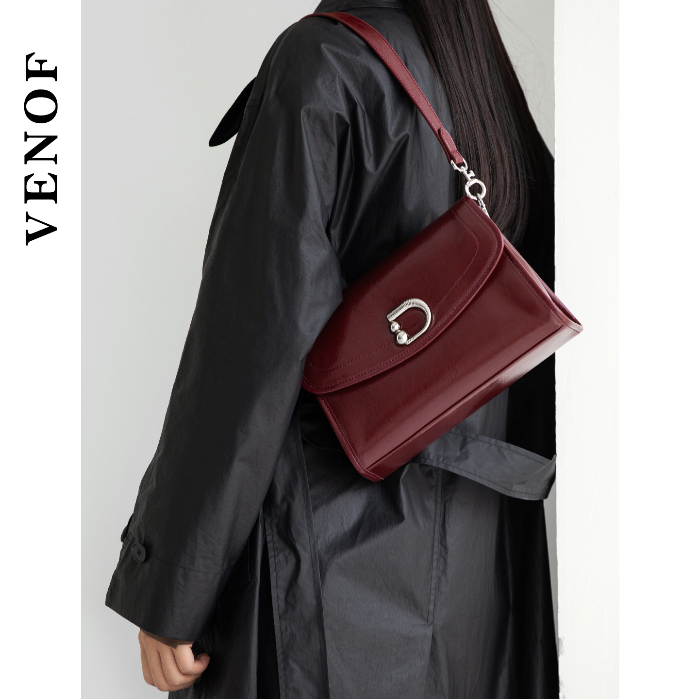 维洛芬头层牛皮红色新娘结婚包