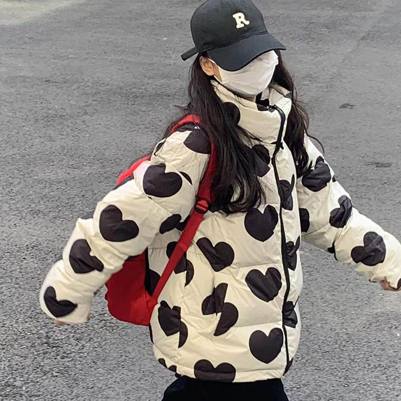 太阳照常升起国潮爱心羽绒服立领