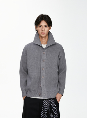 TSAS 秋冬三色高领纽扣开衫毛衣宽松长袖cleanfit针织衫