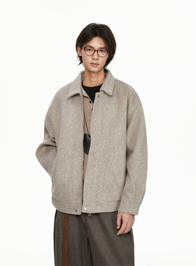 TSAS 秋冬羊毛双面尼夹克老钱风廓形毛呢外套