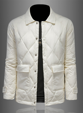 森林猎人2025新款男装羽绒服冬装羽绒外套衬衫领保暖66719