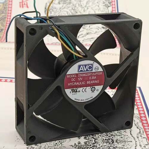 AVC DS08025R12U 8025 8CM 12V 0.35A 4线PWM温控散热风扇
