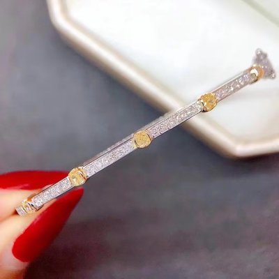 18K金镶主石60分 副石50分克拉天然南非高品质白钻黄钻手镯送证书