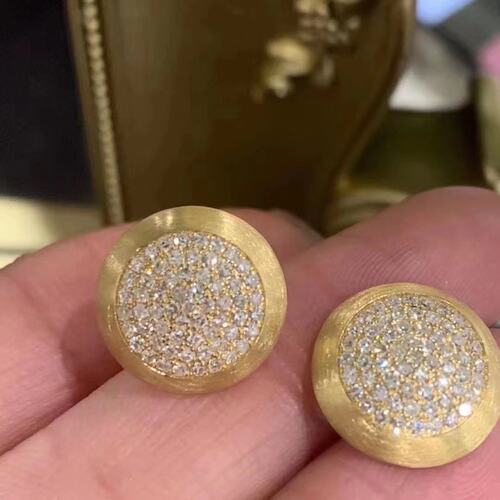 女18K金镶0.8克拉天然南非高品质钻石圆钻大饼耳钉真金真钻送证书