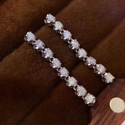 18K白金女镶嵌0.5克拉天然南非高品质钻石耳钉耳坠真金真钻送证书