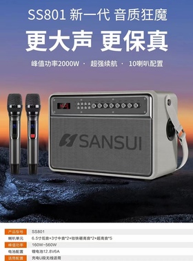 山水新品SS801大功率便携式声卡音响一体机K歌直播乐器弹唱