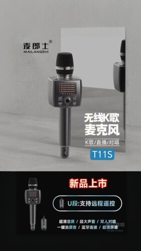 麦郎士T11S话筒音响一体麦克风K歌宝无线蓝牙唱歌手机家用带U段