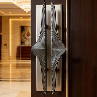 中式木门拉手高端酒店玻璃门把手铝板推拉门大门定制仿古对装logo