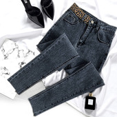 女2024春季 韩版 新款 牛仔裤 小脚裤 小个子铅笔裤 弹力长裤 加绒加厚