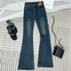 弹力加绒裤 高腰修身 子 女2026年春秋新款 复古蓝百搭显瘦微喇牛仔裤