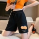 韩版 2023年新款 薄款 宽松高腰显瘦阔腿五分中裤 休闲运动短裤 女夏季