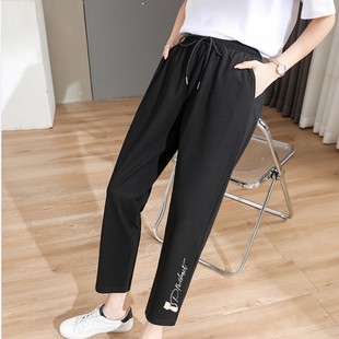 爆款 2023新款 夏季 薄款 子 休闲运动裤 女士哈伦直筒长裤 女宽松阔腿裤
