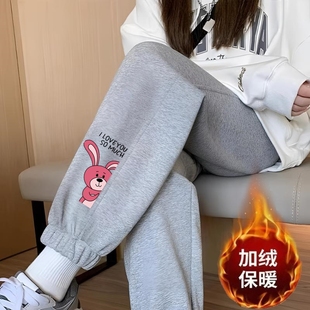 女2026秋冬季 宽松束脚灯笼裤 新款 显瘦时尚 保暖加厚卫裤 加绒休闲裤