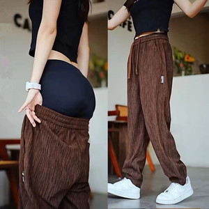 冰丝休闲裤女士春夏季薄款宽松显瘦弹力运动裤爆款百搭直筒长裤子