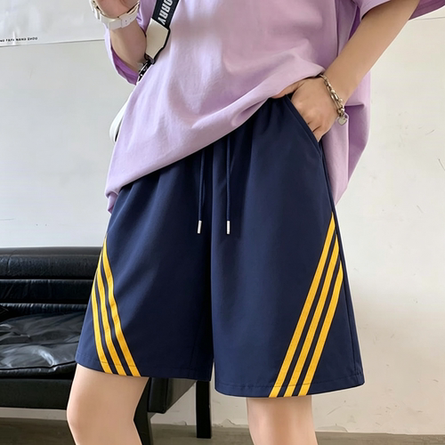 三条杠运动短裤女夏季薄款百搭宽松直筒休闲裤冰丝速干阔腿五分裤