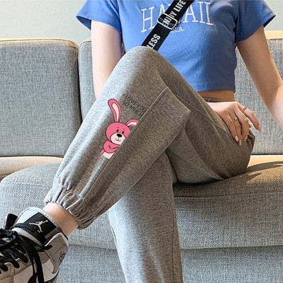 灰色运动裤女宽松束脚春秋小个子九分裤ins潮休闲裤夏季薄款卫裤