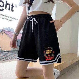 宽松直筒高腰休闲跑步速干阔腿五分裤 运动短裤 2026新款 薄款 女夏季