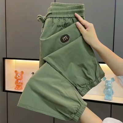 外贸尾货冰丝运动裤女束脚裤夏季薄款显瘦宽松百搭时尚休闲裤潮流