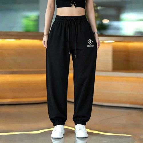 冰丝运动裤子女款夏季薄款宽松束脚裤爆款显瘦休闲裤时尚潮流长裤