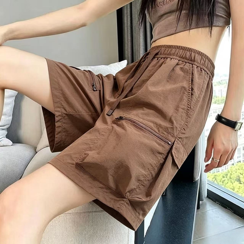 冰丝休闲裤女士夏季薄款运动短裤显瘦五分裤时尚工装潮流直筒中裤