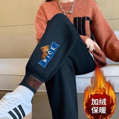 加绒运动裤女士冬季2026新款宽松束脚高腰显瘦休闲裤爆款哈伦卫裤