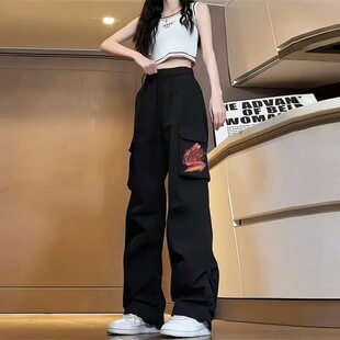 工装 女士休闲裤 薄款 2026新款 阔腿运动裤 宽松显瘦直筒长裤 春夏季 裤