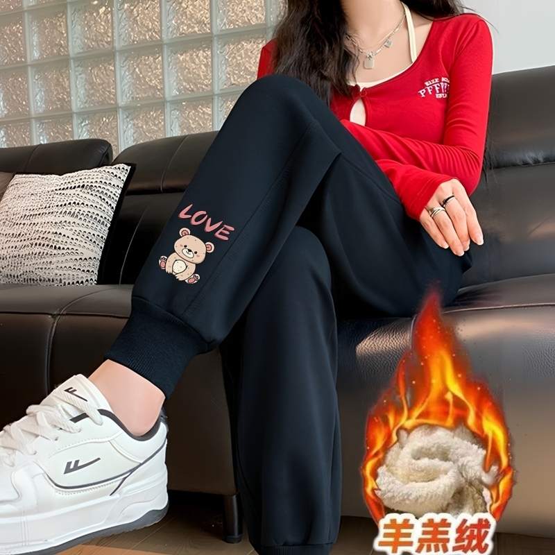加绒休闲裤女士冬季宽松显瘦保暖卫裤2026冬季新款时尚百搭运动裤