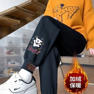 运动保暖哈伦裤 清仓尾货加绒卫裤 高腰显瘦束脚休闲裤 新款 子女冬季