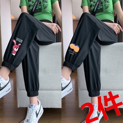运动裤女春夏薄款大码胖MM百搭显瘦宽松休闲裤ins潮束脚网红裤子