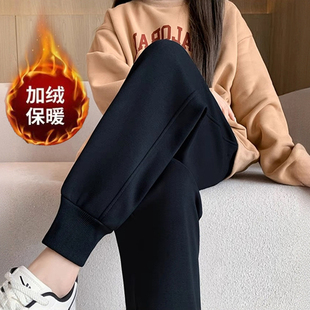 百搭宽松显瘦潮流束脚休闲裤 保暖哈伦裤 子女士秋冬季 加绒加厚卫裤